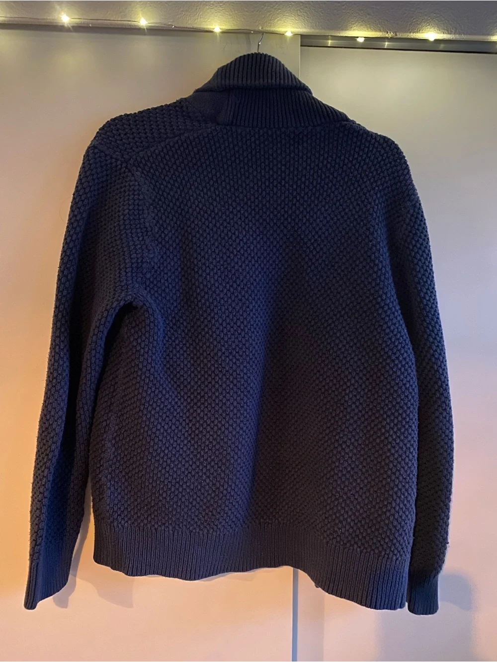 J Crew Men's Navy Shawl Collar Button Sweater Cardigan Size M 100% Cotton